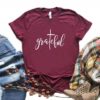 Grateful Christian cross Print Women tshirt Cotton Hipster Funny t-shirt Gift Lady Yong Girl Top Tee 6 Color Drop Ship ZY-535