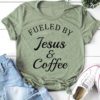 Fueled By Jesus & Coffee Women Tshirt Christian Religion Ladies T-shirt Girl Fashion Funny Shirts Jesus Cotton Tops Dropshipping