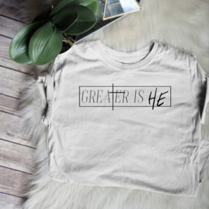 Greater IS HE Women's Christian Graphic Tee Ladies Fashion Clothes t shirt Summer style O-Neck tshirt tops